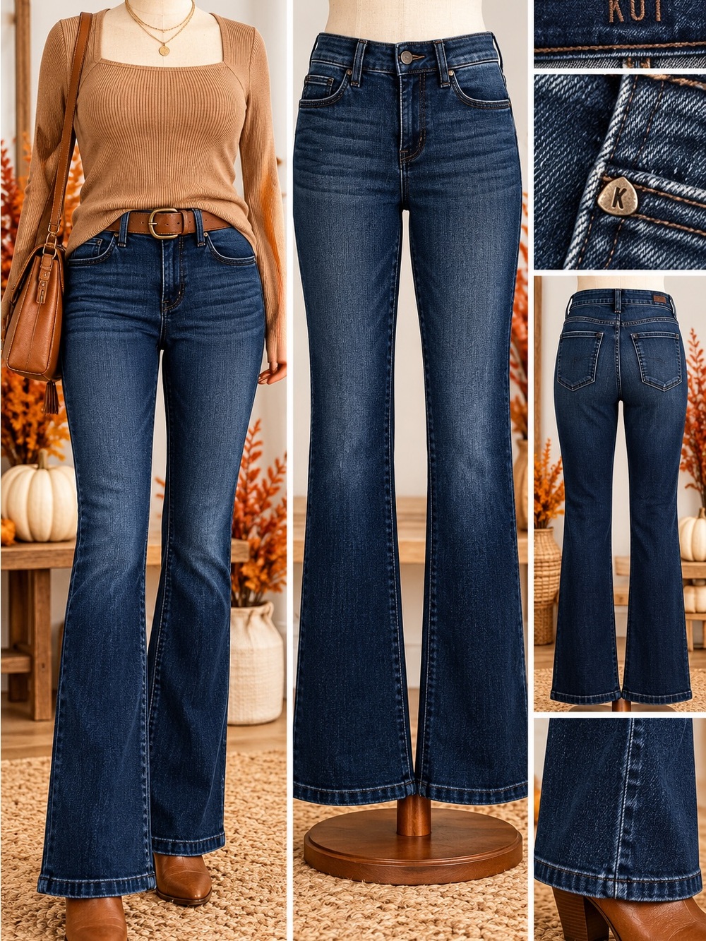KUT from the Kloth Fab AB Baby Bootcut Jeans Dark Wash Stretch Denim Sz 8